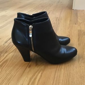 BCBG Generation Black Leather Booties, Size 7.5